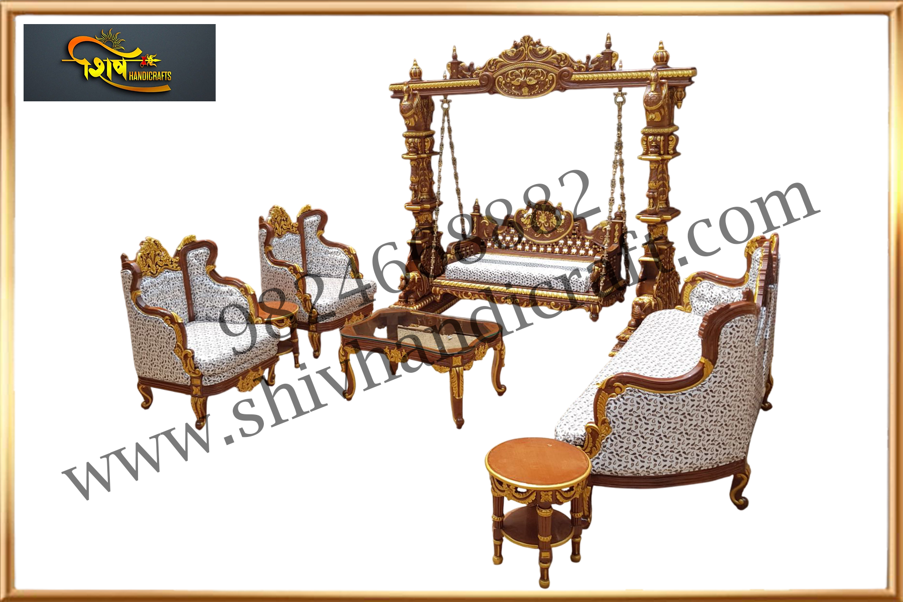 Wooden Three Seater Swing